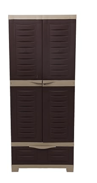 Supreme Fusion-02 BDR 1 Almirah Center Drawer Storage Cupboard - Brown & Beige